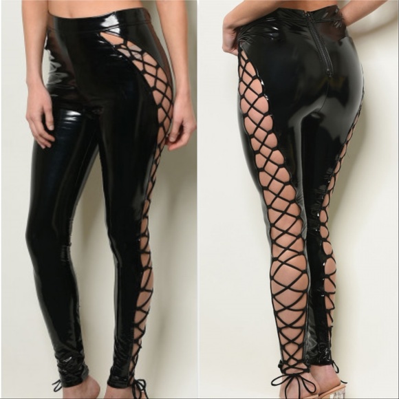 MODA ME COUTURE Pants - MISS SASSY PANTS! - Black Latex leggings